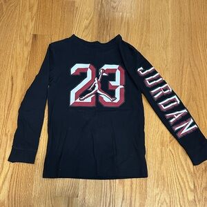 Jordan Kids Long Sleeve Black Shirt with Red and White Accents